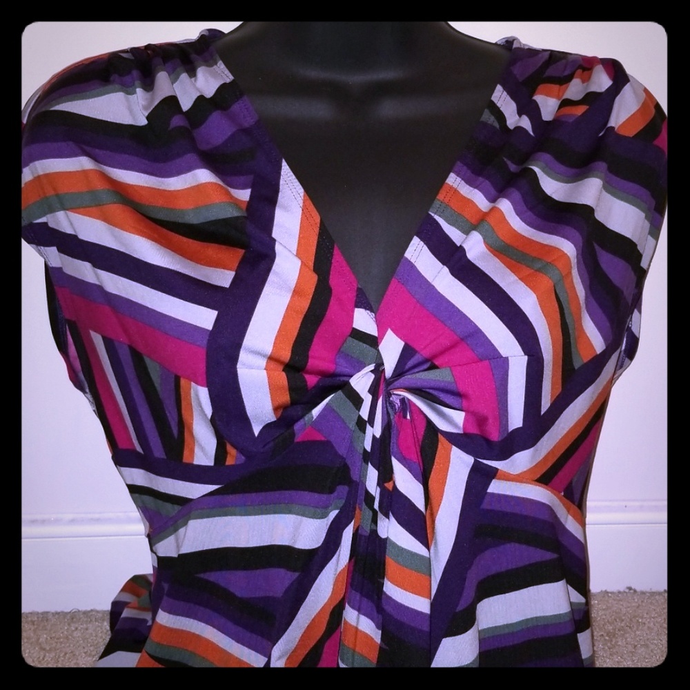 Geometric Pattern Dress Twist Tie Front 6